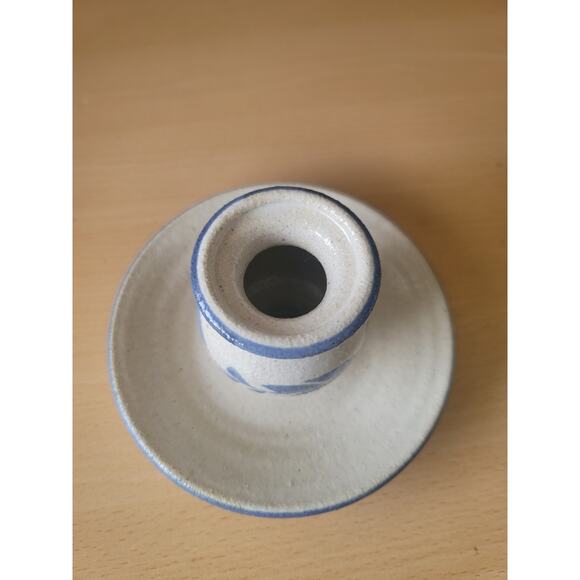 Rustic Salt Glazed Stoneware Art Pottery Candle Holder - Picture 2 of 3